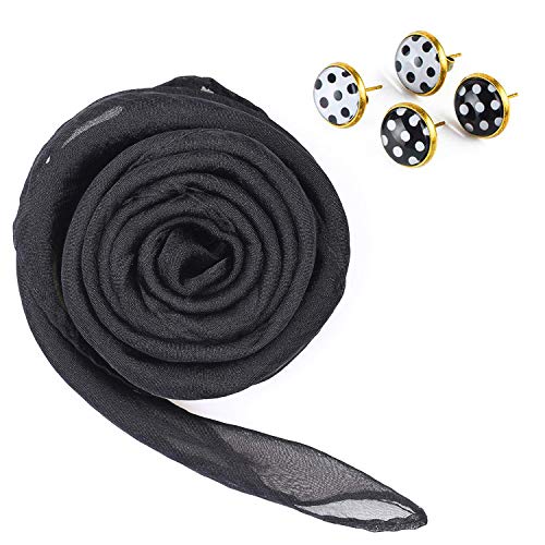 Beelittle 50's Women Costume Accessories Set Bufanda de Gasa Guantes de Lunares Bandana Tie Diadema Pendientes Retro Cat Eye Eglasses (Negro)