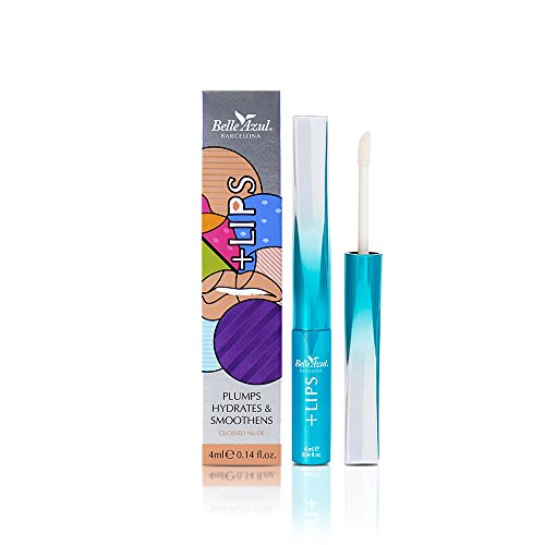 Belle Azul Gloss de Labios NUDE - Edición Limitada - Aceite y Células Madre de Argán Ecológico para unos Labios Carnosos y Hidratados + Volumen - Vitamina E - Tono MARRÓN - Hecho en España - 4ml