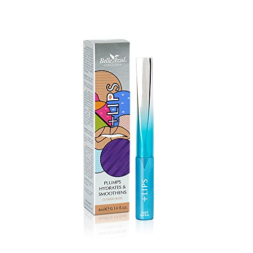 Belle Azul Gloss de Labios NUDE - Edición Limitada - Aceite y Células Madre de Argán Ecológico para unos Labios Carnosos y Hidratados + Volumen - Vitamina E - Tono MARRÓN - Hecho en España - 4ml