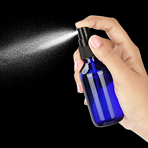 Belle Vous Bote Spray Pulverizador Cristal Azul Cobalto (Pack de 12) 60 ml Botella con Rociador Fino – Frascos Vacíos Rellenables para Aceites Esenciales, Limpieza, Viajes, Aromaterapia y Perfume