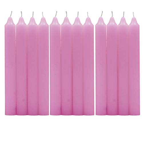 Besch 12 Velas Cilíndricas 100% parafina y mecha de algodón puro sin perfume 17.5 cm (Rosa, 12 Velas)