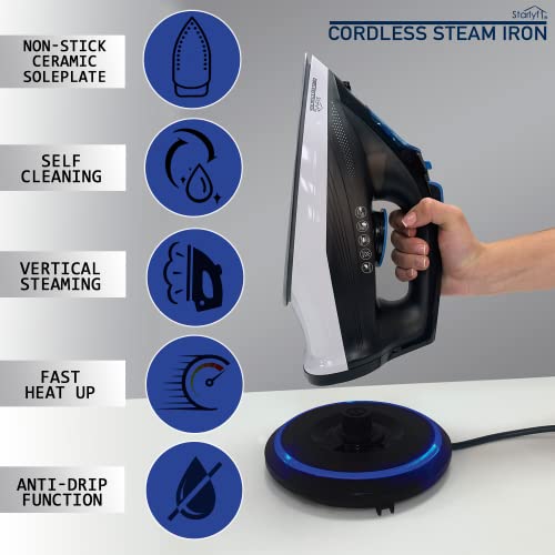 BEST DIRECT Starlyf Cordless Steam Iron - Plancha inalámbrica de cerámica, todos los tipos de tejidos, 2400 W