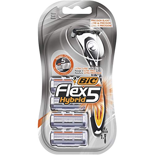 BIC RAZORS Flex5 Hybrid Kit De Maquinillas Para Hombre - Mango Y 4 Recambios