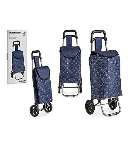 BigBuy Home S3606058 Carro de Compra, Materiales Varios, Azul Oscuro, 87 x 35 x 28 cm