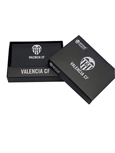 Billetero Piel Valencia C.F. Oficial Color Negro con Doble Pespunte al Tono y Escudo Grabado