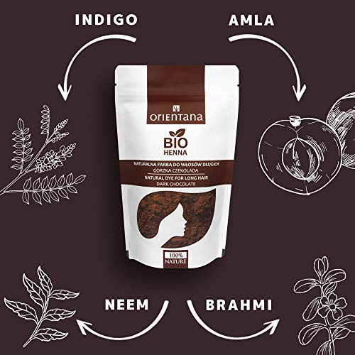 BIO HENNA marrón oscuro CHOCOLATE NEGRO– PELO LARGO, 100 g