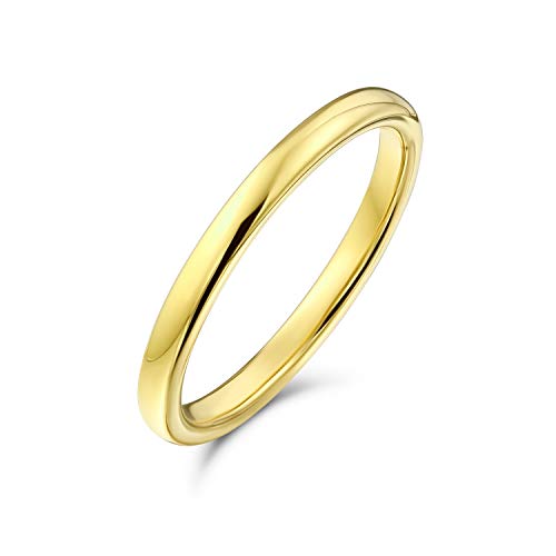 Bling Jewelry Minimalista Múltiples Delgada Banda Boda Parejas Domo Pulido Chapado En Oro 14K Anillo Tungsteno para Hombres Y Mujer