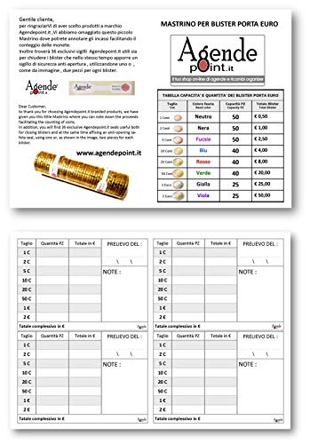 Blister para monedas de euro KIT 150 MIXTOS: 1-2 - 5 céntimos (50 piezas por denominación) mastrino y precintos GRATIS