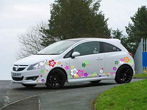 Blue Magic Design - Adhesivo de Vinilo Impermeable para Coche, diseño de Flores Silvestres