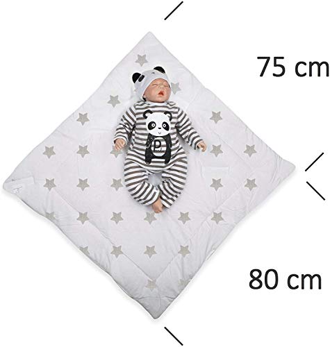 BlueberryShop Manta reversible de algodón con diseño de palomitas de maíz, manta y saco de dormir para recién nacidos (0-3 m) (75 x 80 cm), color blanco y blanco