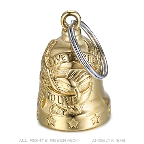 BOBIJOO JEWELRY - Lucky Bell Motocicleta protección Biker Triker Eagle US Live para Montar Acero Inoxidable Chapado en Oro