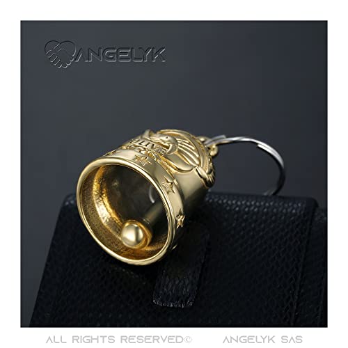 BOBIJOO JEWELRY - Lucky Bell Motocicleta protección Biker Triker Eagle US Live para Montar Acero Inoxidable Chapado en Oro