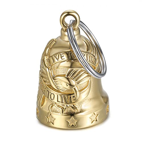 BOBIJOO JEWELRY - Lucky Bell Motocicleta protección Biker Triker Eagle US Live para Montar Acero Inoxidable Chapado en Oro