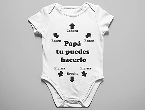 Body de Manga Corta para Bebé - Regalos Originales para Padres Primerizos - Papá Tu Puedes Hacerlo