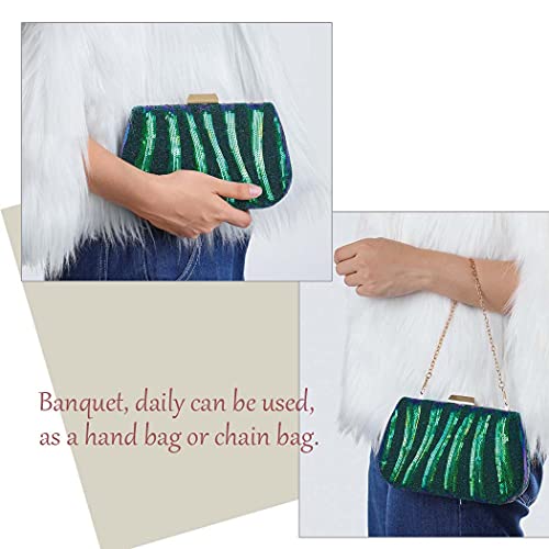 Bohend Moda Embrague Bolsa Lentejuela Brillantina Bolso Boda Fiesta Clubs Brillante Bolsos de mano para mujer (Verde)