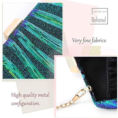 Bohend Moda Embrague Bolsa Lentejuela Brillantina Bolso Boda Fiesta Clubs Brillante Bolsos de mano para mujer (Verde)