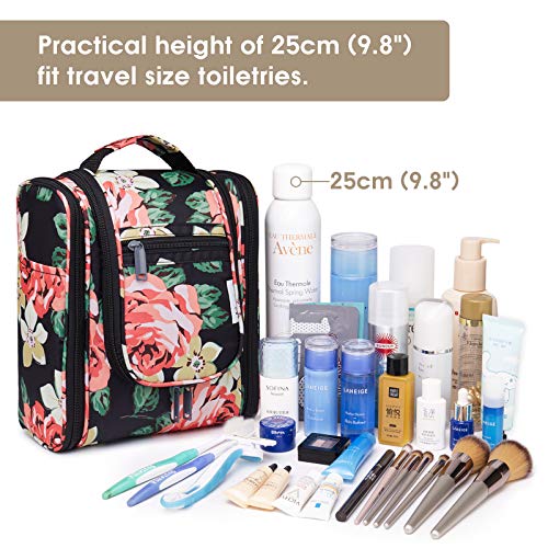 Bolsa de aseo colgante de viaje, organizador cosmético de maquillaje para mujeres y niñas, Peonía negra-2, free