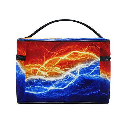 Bolsa de cosméticos Descarga eléctrica Entre Hielo y Fuego con asa Superior portátil Bolsas de Maquillaje para Adolescentes Niñas para Mujeres y niñas Viajes 9x6.2x6.5 Pulgadas