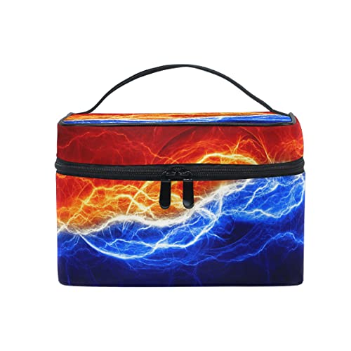 Bolsa de cosméticos Descarga eléctrica Entre Hielo y Fuego con asa Superior portátil Bolsas de Maquillaje para Adolescentes Niñas para Mujeres y niñas Viajes 9x6.2x6.5 Pulgadas