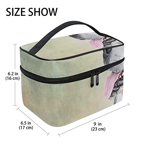 Bolsa de cosméticos Dibujo Perro Alaskan Malamute Retrato Aceite con asa Superior portátil Bolsa de Maquillaje Organizador Grande para Mujeres y niñas Viajes 9x6.2x6.5 Pulgadas