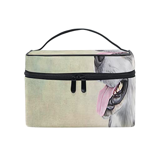 Bolsa de cosméticos Dibujo Perro Alaskan Malamute Retrato Aceite con asa Superior portátil Bolsa de Maquillaje Organizador Grande para Mujeres y niñas Viajes 9x6.2x6.5 Pulgadas