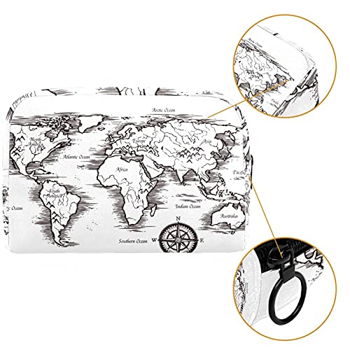 Bolsa De Maquillaje Mapa del Mundo Neceser De Cosméticos Y Organizador De Baño Neceser De Viaje Bolsa De Lavar para Hombre Y Mujer 18.5x7.5x13cm