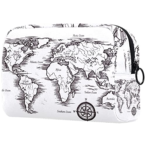 Bolsa De Maquillaje Mapa del Mundo Neceser De Cosméticos Y Organizador De Baño Neceser De Viaje Bolsa De Lavar para Hombre Y Mujer 18.5x7.5x13cm