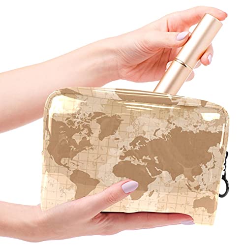 Bolsa de Maquillaje Mapa del Mundo Vintage Neceser de Cosméticos y Organizador de Baño Neceser de Viaje Bolsa de Lavar para Hombre y Mujer 18.5x7.5x13cm