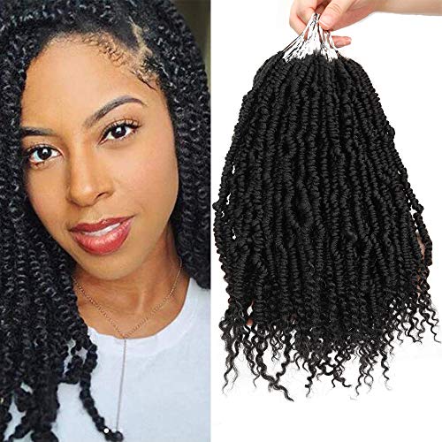 Bomb Twist Crochet Hair 14 pulgadas Spring Twist Crochet Hair 6 Packs/lot Pre-twist Passion Twist Hair Crochet Trenzas Extensiones de cabello sintético(6pcs, 1B)