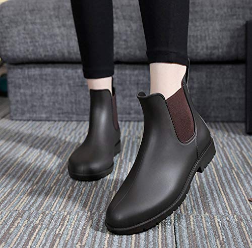 Bota Agua Mujer Hombre Chelsea Jardín Trabajo Lluvia Tobillo Botas Festival Antideslizante Wellington Boots Marrón 40