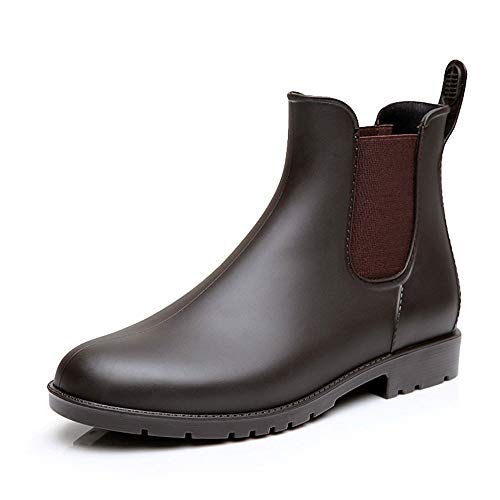 Bota Agua Mujer Hombre Chelsea Jardín Trabajo Lluvia Tobillo Botas Festival Antideslizante Wellington Boots Marrón 40