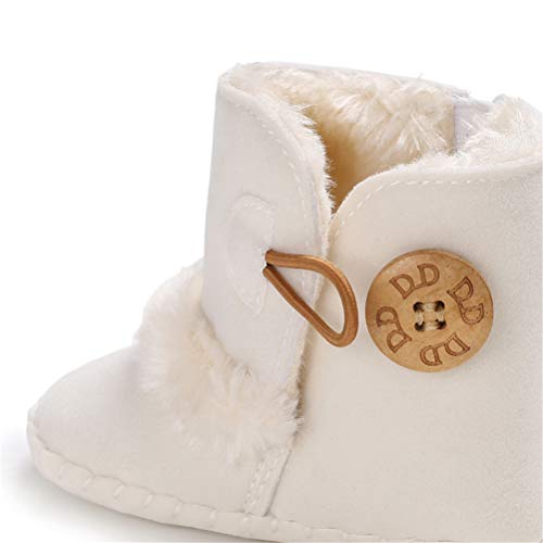 Botas de Bebés Unisexo Zapatos Primeros Pasos Invierno Soft Sole Botas Suaves de Nieve de Suela 0-18 Meses (12-18 Meses, Blanco, Tamaño de Etiqueta 13)