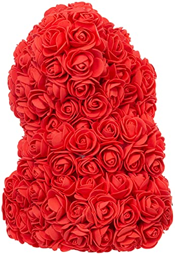 Brandsseller Oso de rosa de aprox. 25 cm de alto, decoración de rosas, regalo para mujeres/hombres, romántico, cumpleaños, aniversario, aniversario de boda y muchos más... rojo