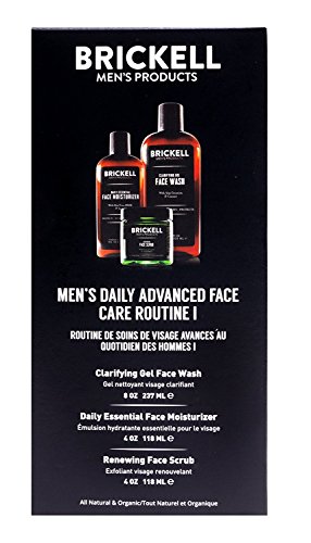 Brickell Men's – Rutina Diaria Avanzada de Cuidado Facial I - Gel Facial Limpiador + Exfoliante Facial + Loción Hidratante Facial – Orgánico y Natural