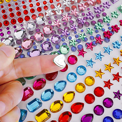 Brillantes Pegatinas Diamantes Autoadhesivas Joyas Cristalino para Cara Ojos Niños DIY Tarjetas de Artesanía Adorno Decoraciones (2 Hojas / 930 Piezas)