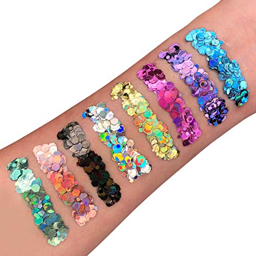 Brillo Holográfico Grueso por Moon Glitter – 100% Brillo Cosmético para la Cara, Cuerpo, Uñas, Cabello y Labios - 3g - Negro