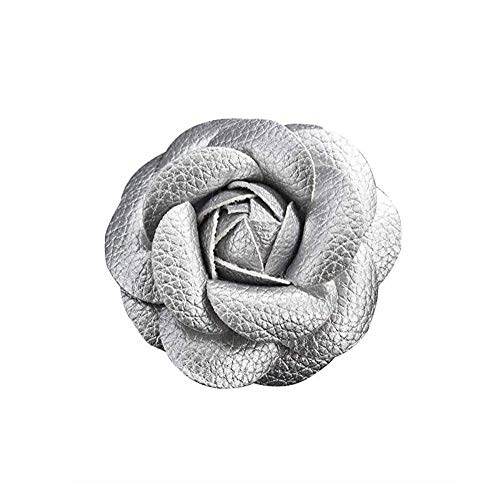 Broche de flor de tela de seda de camelia Flor hecha a mano Flor blanca Broche de rosa, Negro