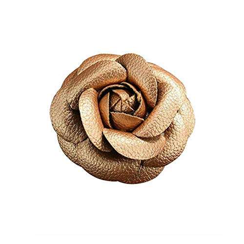 Broche de flor de tela de seda de camelia Flor hecha a mano Flor blanca Broche de rosa, Negro