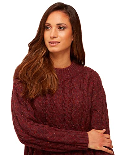 BRUNELLA GORI Jersey suéter de Cuello Redondo a Barco para Mujer en Cachemir Reciclado y Lana Merino en Color Rojo Bordeaux tamaño L