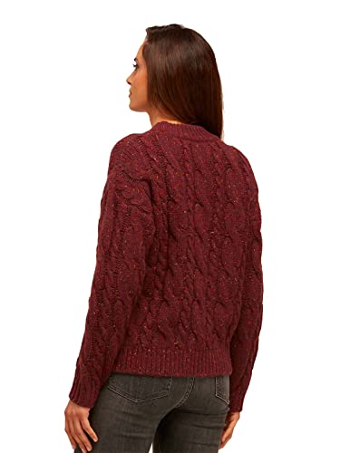 BRUNELLA GORI Jersey suéter de Cuello Redondo a Barco para Mujer en Cachemir Reciclado y Lana Merino en Color Rojo Bordeaux tamaño L