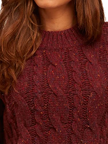 BRUNELLA GORI Jersey suéter de Cuello Redondo a Barco para Mujer en Cachemir Reciclado y Lana Merino en Color Rojo Bordeaux tamaño L