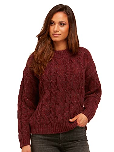 BRUNELLA GORI Jersey suéter de Cuello Redondo a Barco para Mujer en Cachemir Reciclado y Lana Merino en Color Rojo Bordeaux tamaño L