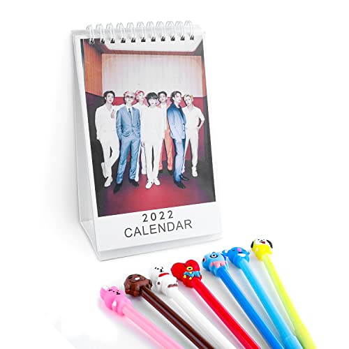 BTS 2022 Calendario de escritorio con 7 bolígrafos Kpop Bangtan Boys Permiso para bailar Ordenador portátil Nota regalo para fans BTS Army Girls