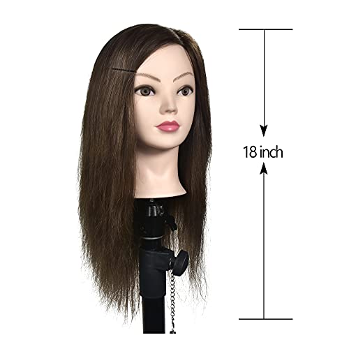 Cabeza de entrenamiento femenina de cabeza modelo de belleza de cabello human hair, 46 cm, con clip gratis