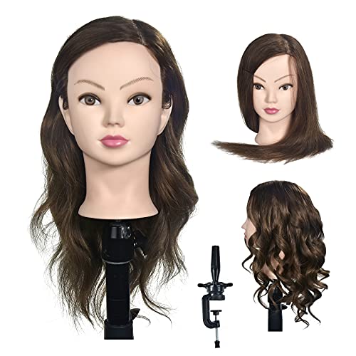 Cabeza de entrenamiento femenina de cabeza modelo de belleza de cabello human hair, 46 cm, con clip gratis