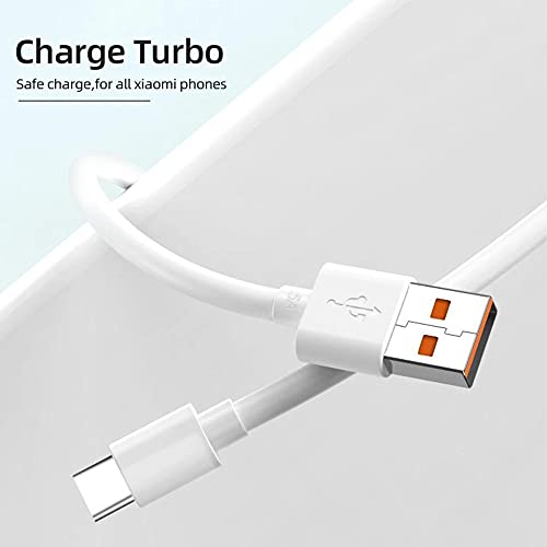 Cable USB-C Compatible Turbo Charge 5A/45W para Xiaomi Mi 10, Mi 11, Redmi Note 9, Note 10, Poco X3- Blanco - Bulk