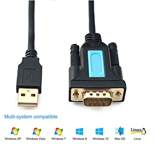 CableDeconn Adaptador USB a RS232 con Chipset Prolific PL2303 2m USB 2.0 Macho a RS232 DB9 Serial Macho con Adaptador RS232 Cable Hembra para Windows XP,Windows Vista,7,8,10,Mac OS Linux