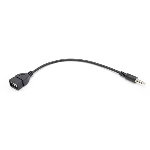 CABLEPELADO Cable Adaptador USB Hembra a Jack 3.5mm AUX Macho 0.20 M (Black)