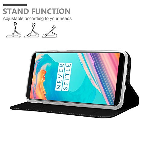 Cadorabo Funda Libro para OnePlus 5T en Classy Negro - Cubierta Proteccíon con Cierre Magnético, Tarjetero y Función de Suporte - Etui Case Cover Carcasa