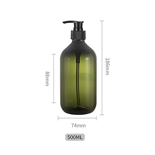 cailiya 4PCS Dispensador de Jabón de Plástico para Baño, Cocina, Botella Vacía para Desinfectante de Manos, Loción, Champú, Gel de Ducha, Plástico, Verde Oscuro, 500 ml